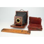 An Unmarked Mahogany & Brass Field Camera,