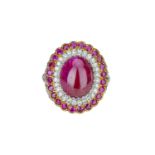 An impressive Indian ruby and diamond dress ring,