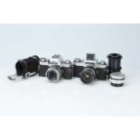 Tow Zeiss Ikon Icarex 35 SLR Bodies and Accessories,