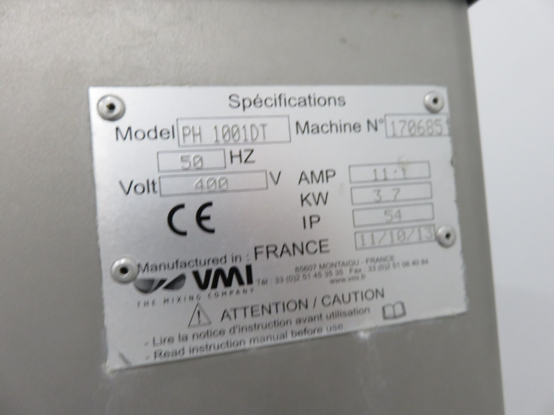 VMI PLANETARY MIXER MODEL PH1000 1DT. - Image 5 of 9