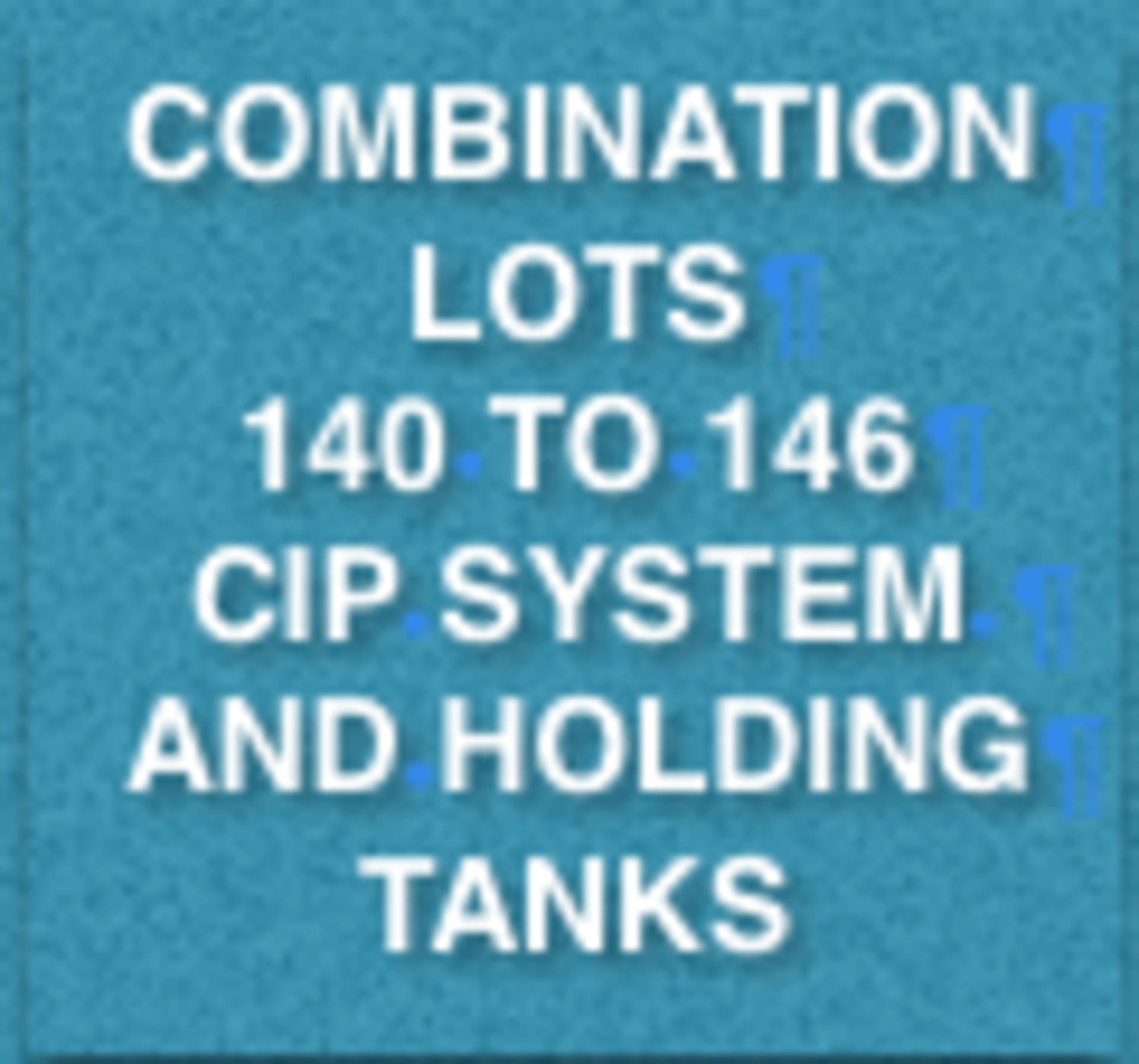 COMBINATION LOT - CIP SYSTEM AND HOLDING TANKS