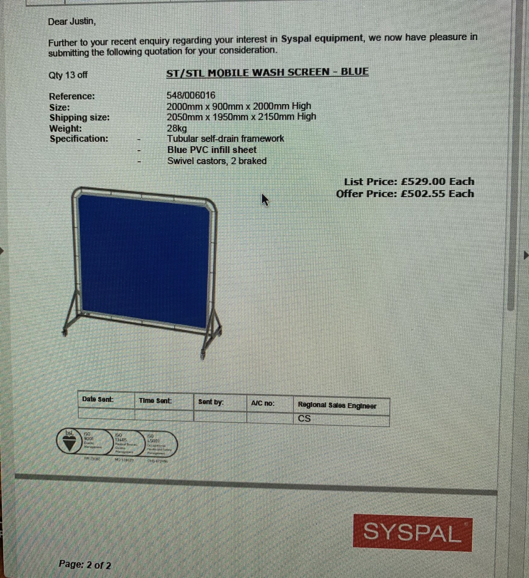 2 X SYSPAL S/S MOBILE PARTITION/WASH SCREENS. - Image 4 of 4