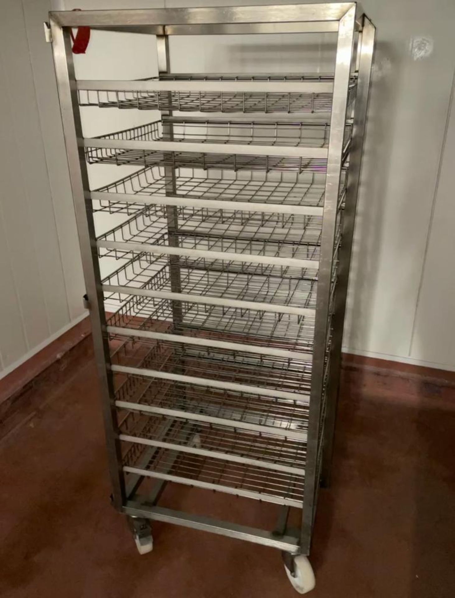 2 X S/S 10-RACK MOBILE TROLLEYS.