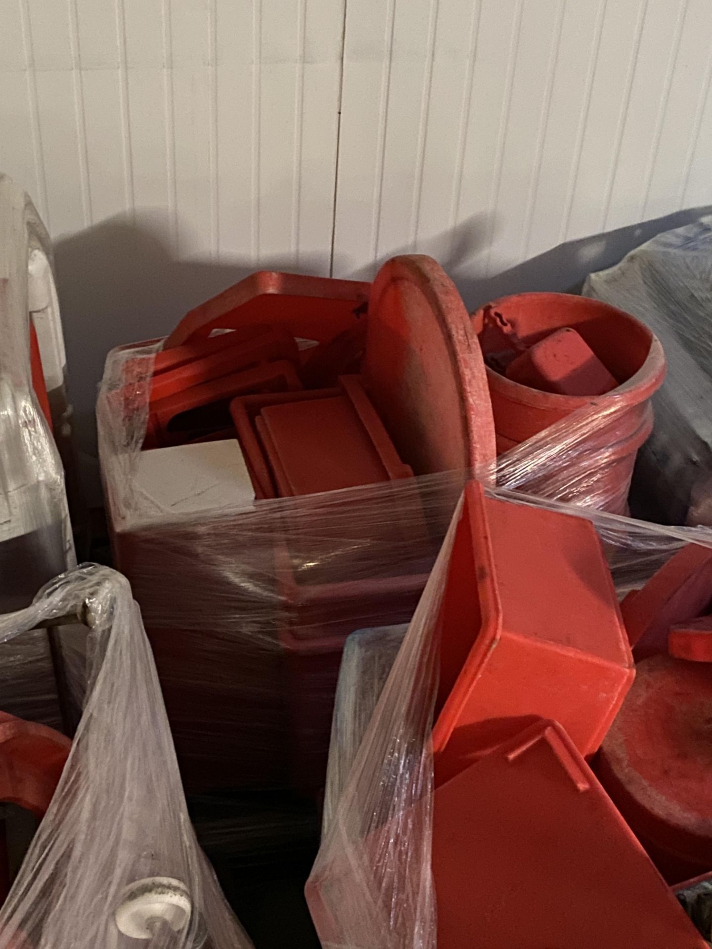 3 X PALLETS OF RED BUCKETS TOPS/ TRAYS/DOLLIES. - Image 3 of 3