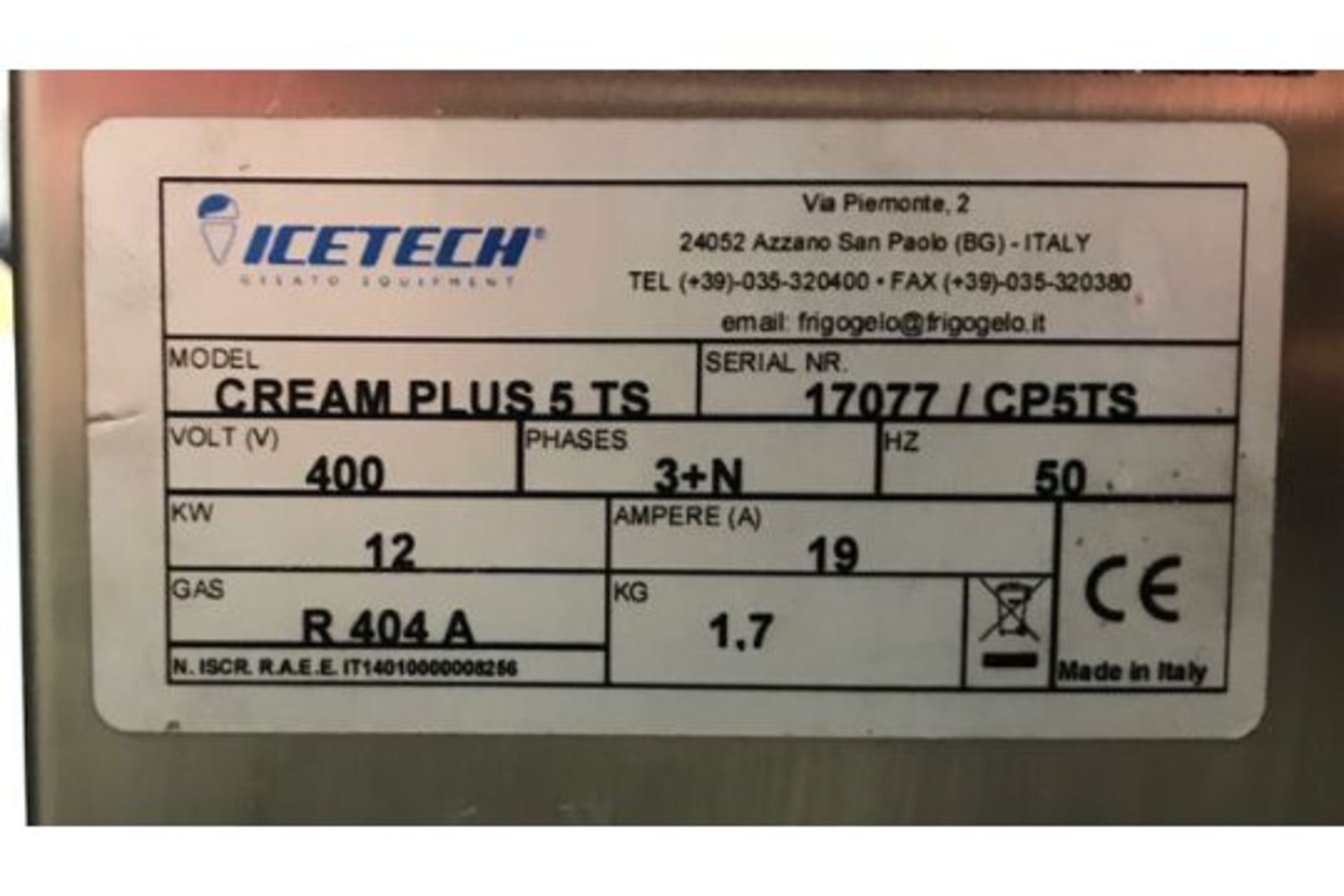 ICETECH CREAM PLUS MACHINE. - Image 7 of 13