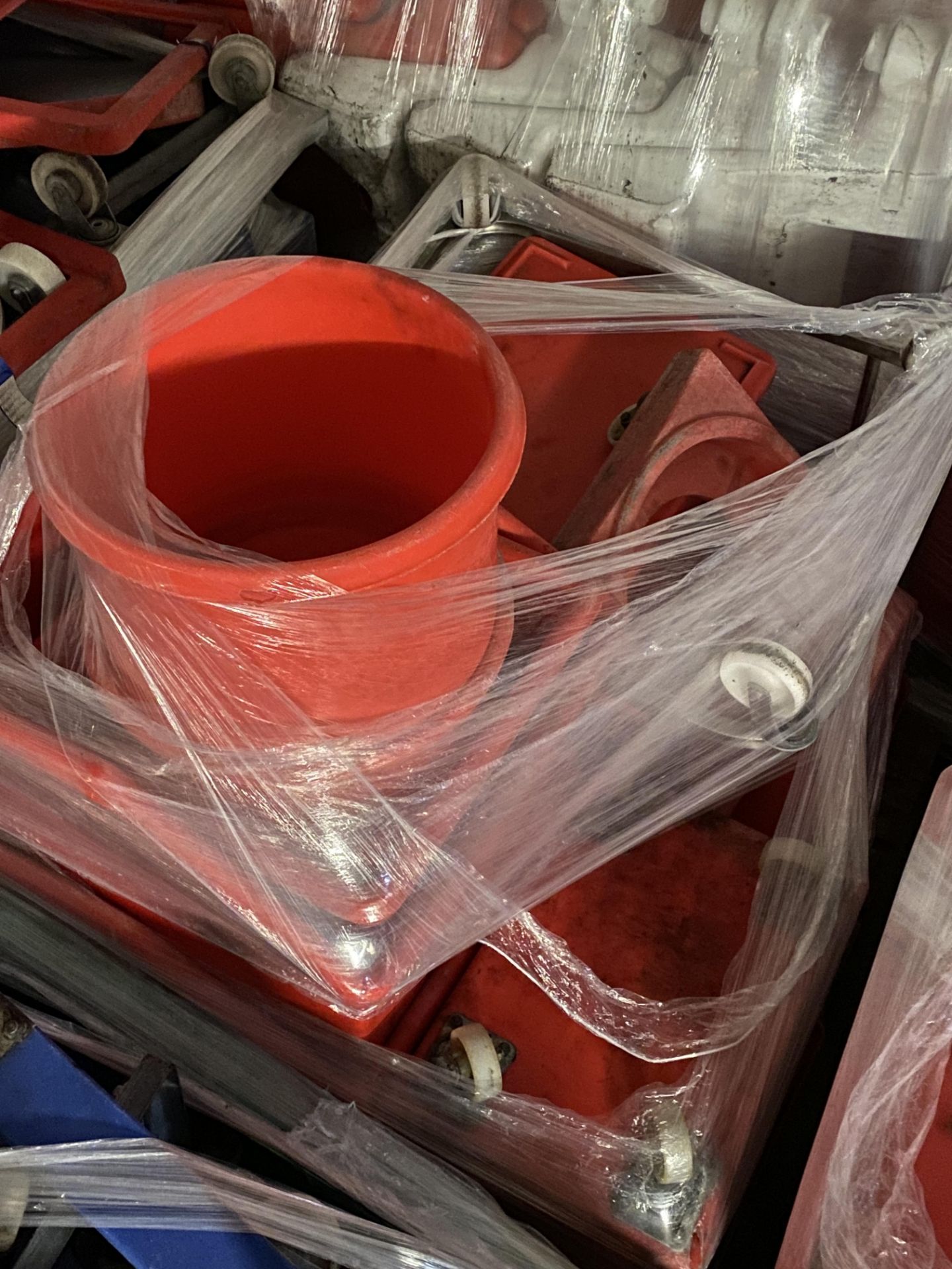 3 X PALLETS OF RED BUCKETS TOPS/ TRAYS/DOLLIES. - Image 2 of 3