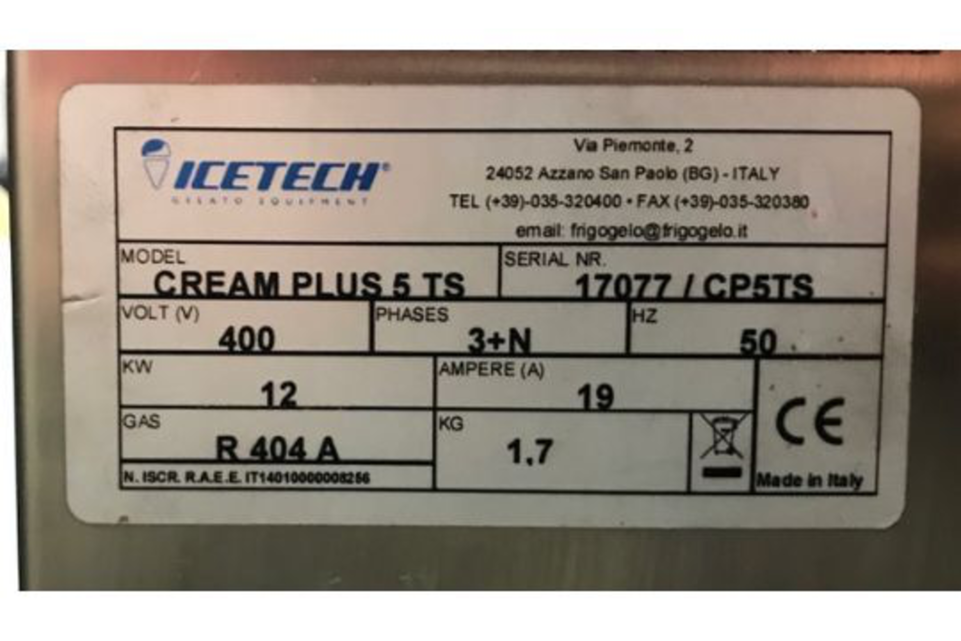 ICETECH CREAM PLUS MACHINE. - Image 6 of 9