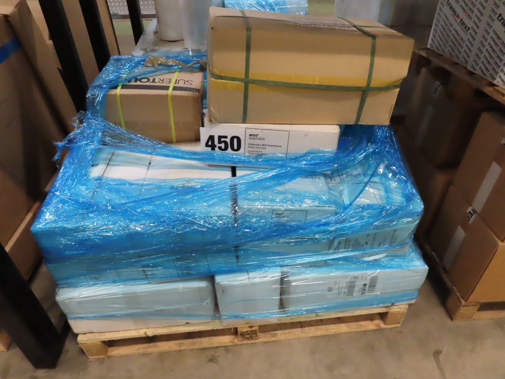 PALLET OF DISPOSABLE OVERSLEEVES.