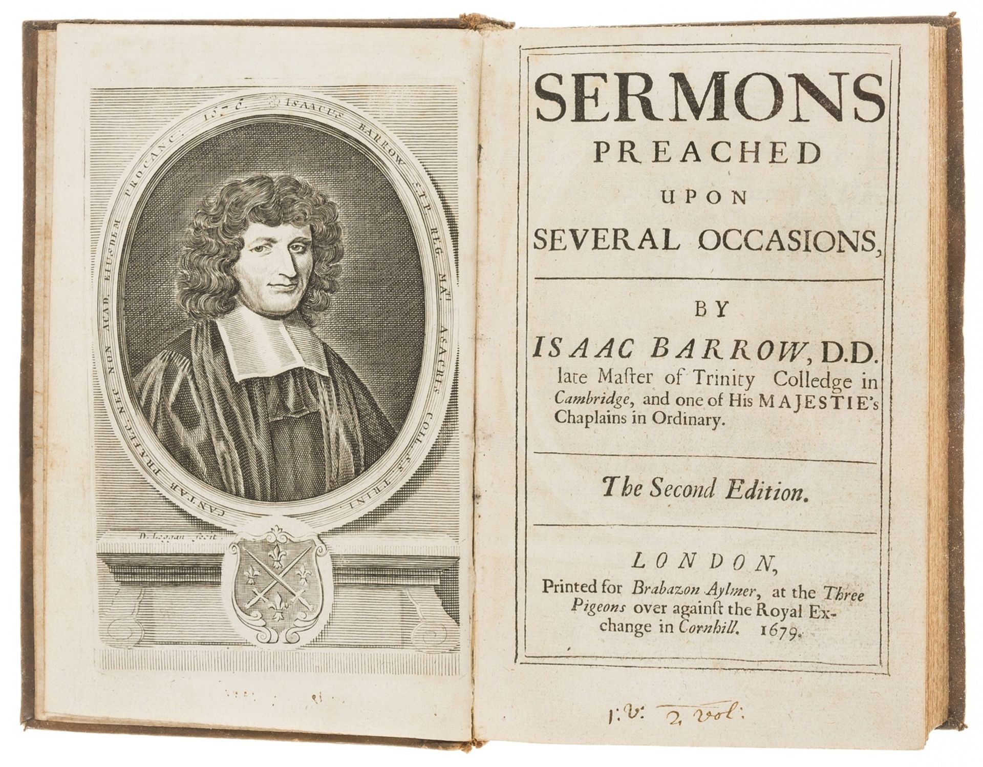 Barrow (Isaac) Sermons Preached Upon Several Occasions, The Second Edition, ink ownership …