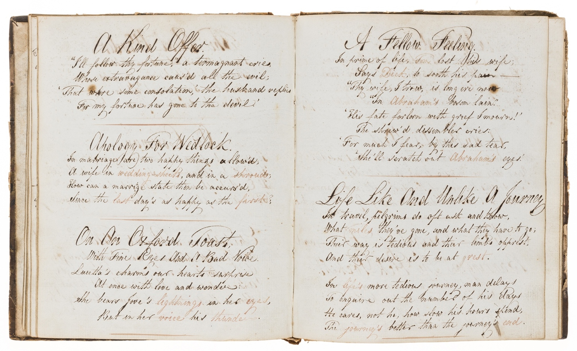 Poetry.- [Volume of poetry], manuscript, original half calf, [c. 1820].