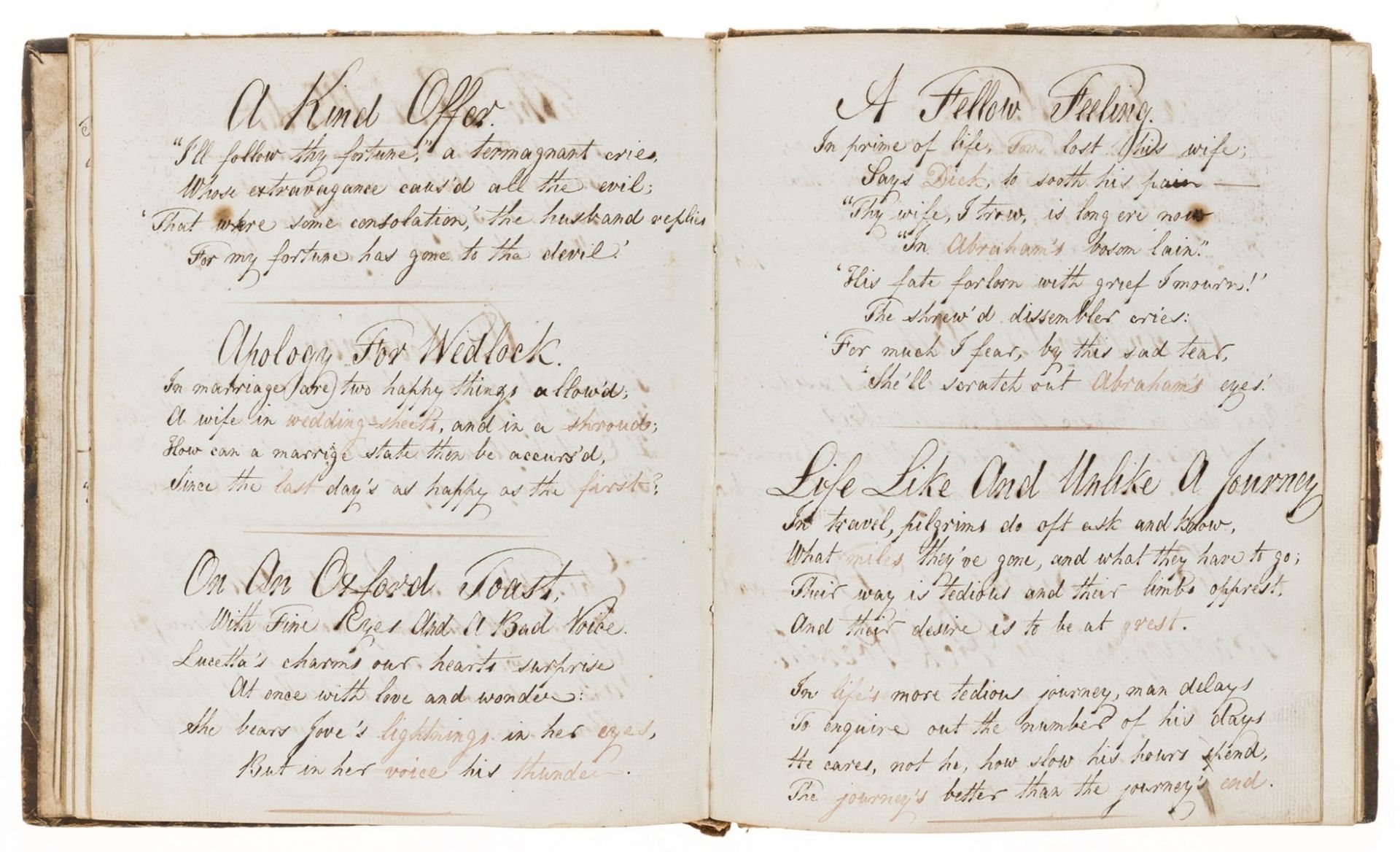 Poetry.- [Volume of poetry], manuscript, original half calf, [c. 1820].