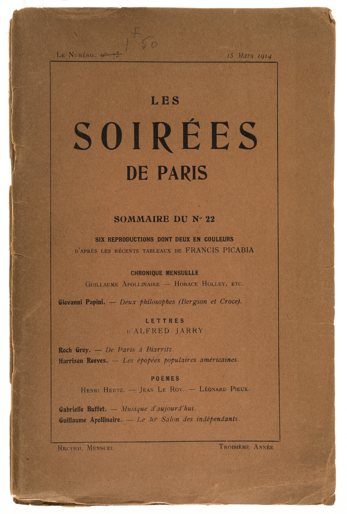 Apollinaire & Jarry.- Les Soirées de Paris, Paris, 1914.