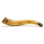 American Revolution.- Loyalist's cow powder horn, engraved with the cypher "GR" for George III …