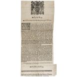 Wine.- Broadside.- Charles I. By the King. A proclamation for the prizing of wines, by Robert …