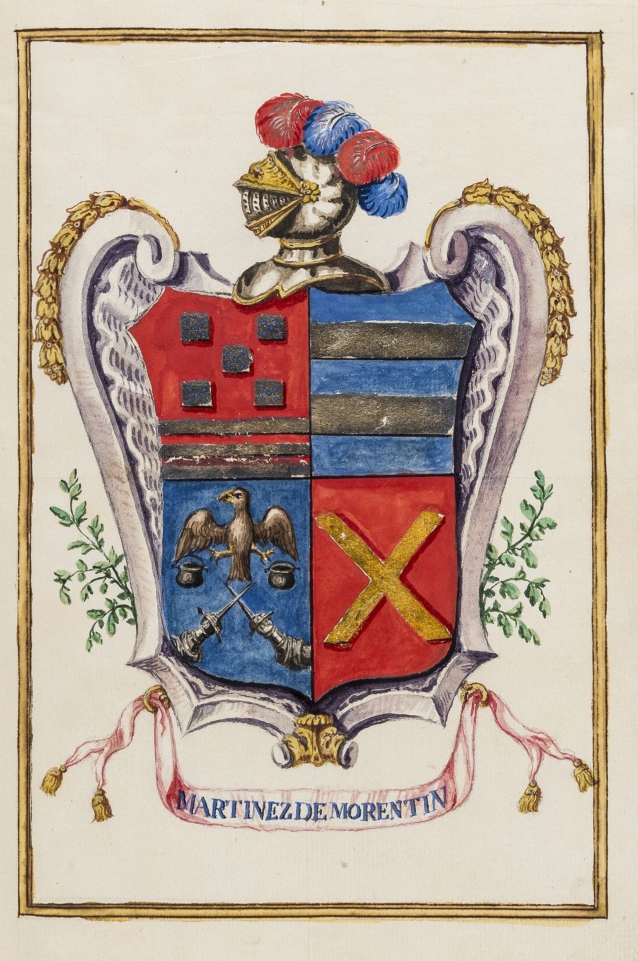 Spanish Heraldry.- Charles IV (King of Spain) Grant of arms to Don Francisco Xavier Martinez de …