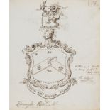 Heraldry.- Coach Painter. [Volume of drawings of coats of arms], manuscript text and pen and ink …
