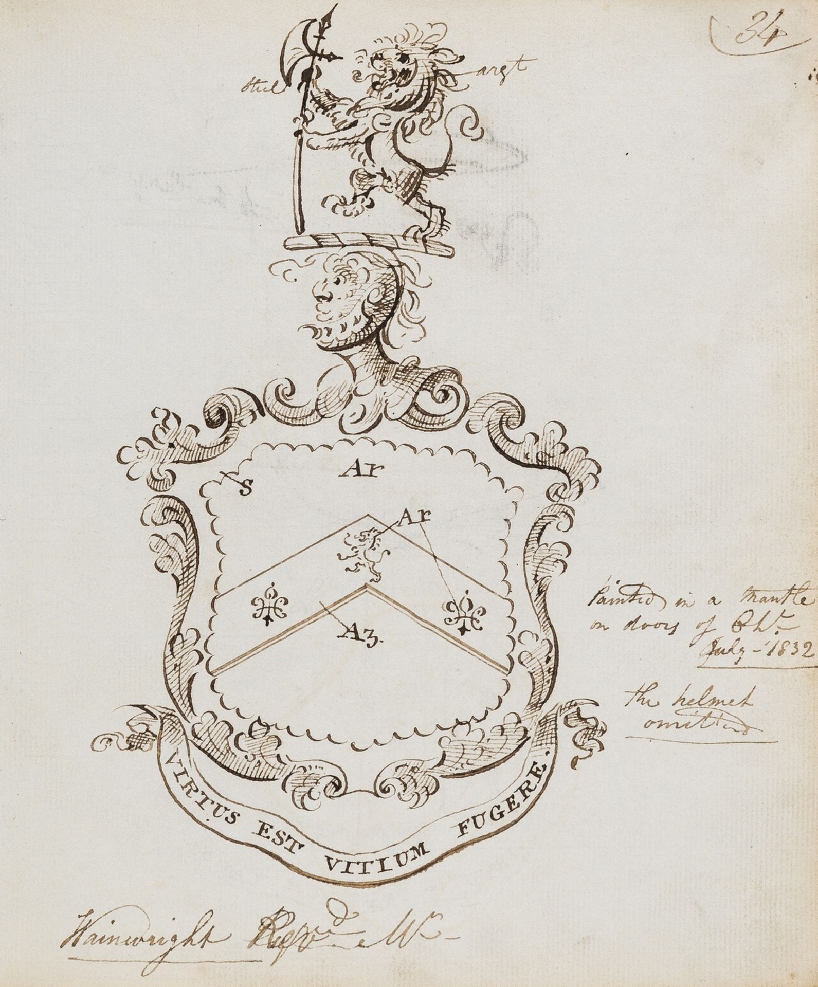 Heraldry.- Coach Painter. [Volume of drawings of coats of arms], manuscript text and pen and ink …