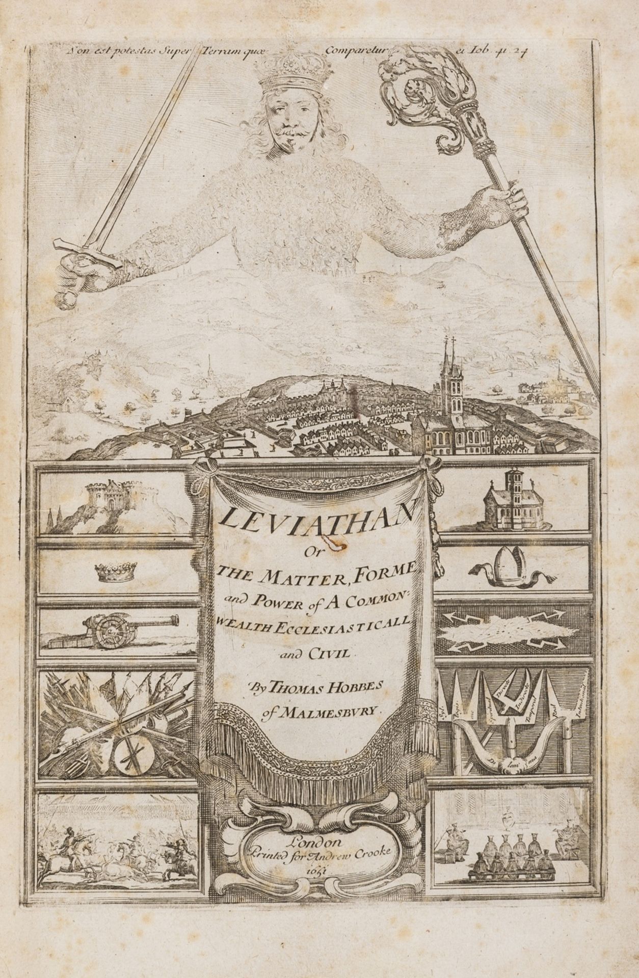 Hobbes (Thomas) Leviathan, second edition, Printed for Andrew Ckooke, 1651 [ie 1678].