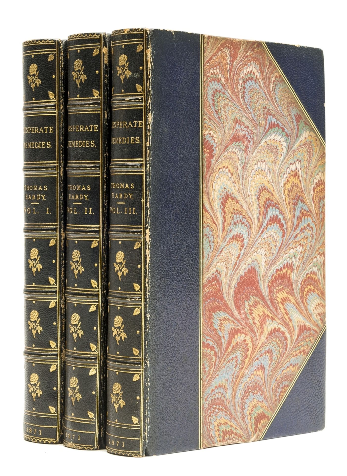 Hardy (Thomas) Desperate Remedies, 3 vol., first edition, later half morocco, 1871.