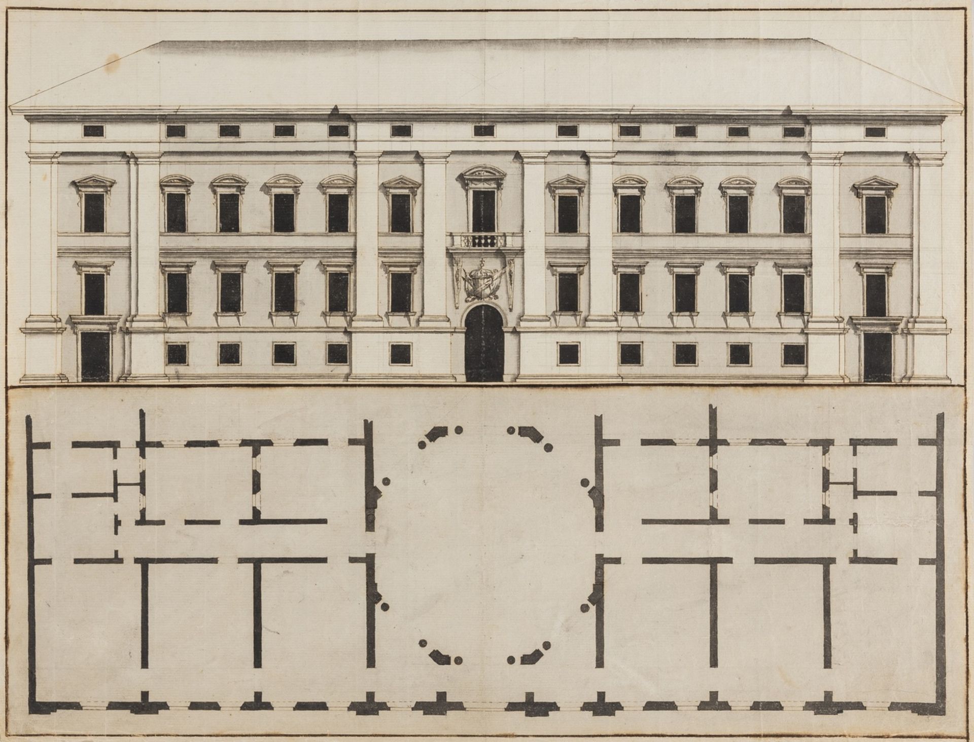 Architecture.- Pedrelli (Bartolomeo, 1708-1774) Collection of eight drawings of architectural …