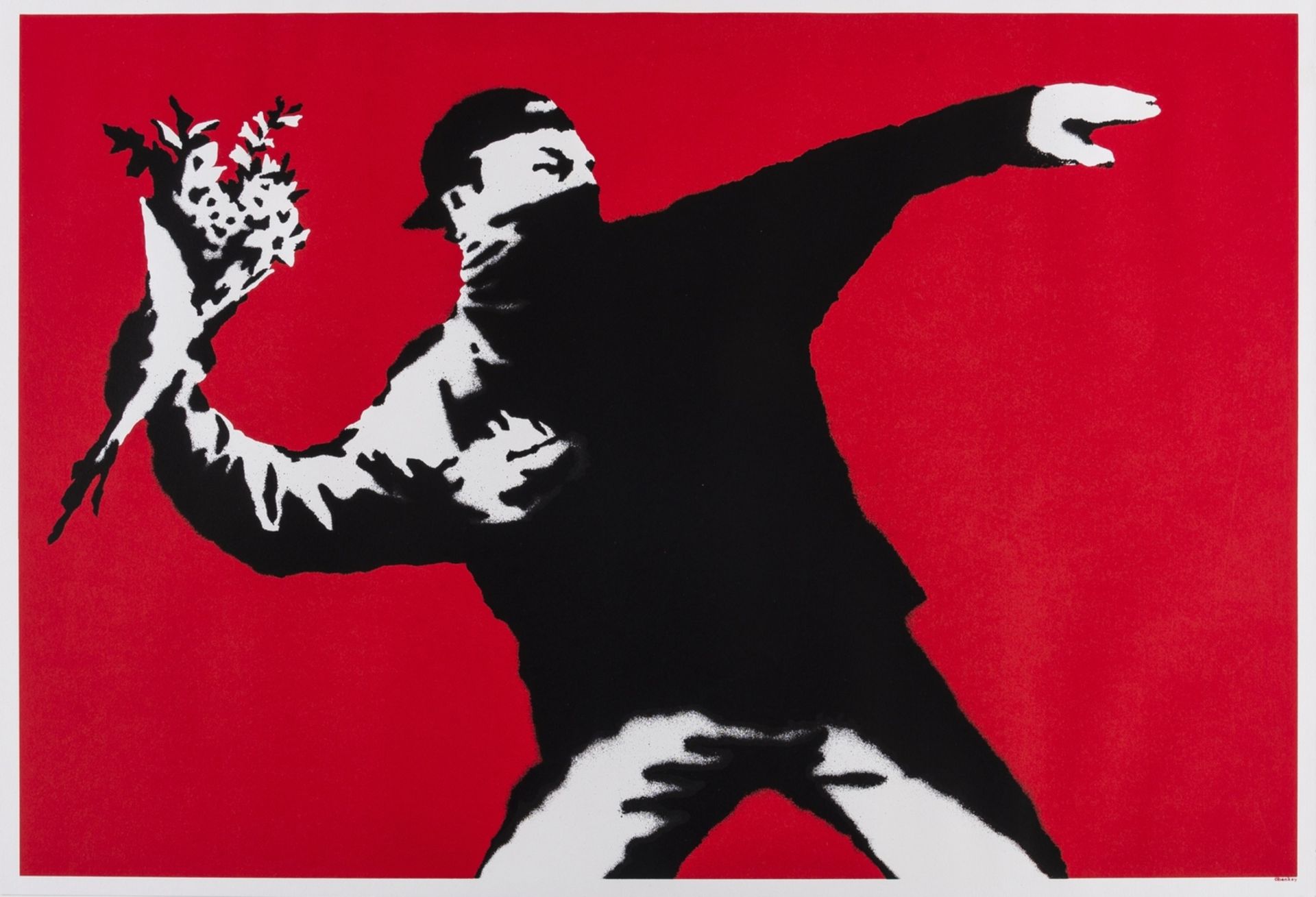 Banksy (b.1974) Love is in the Air (Flower Thrower)