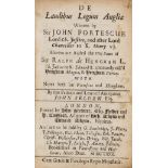 Law.- Fortescue (Sir John) De Laudibus Legum Angliae, 1672; and 5 others, law (6)