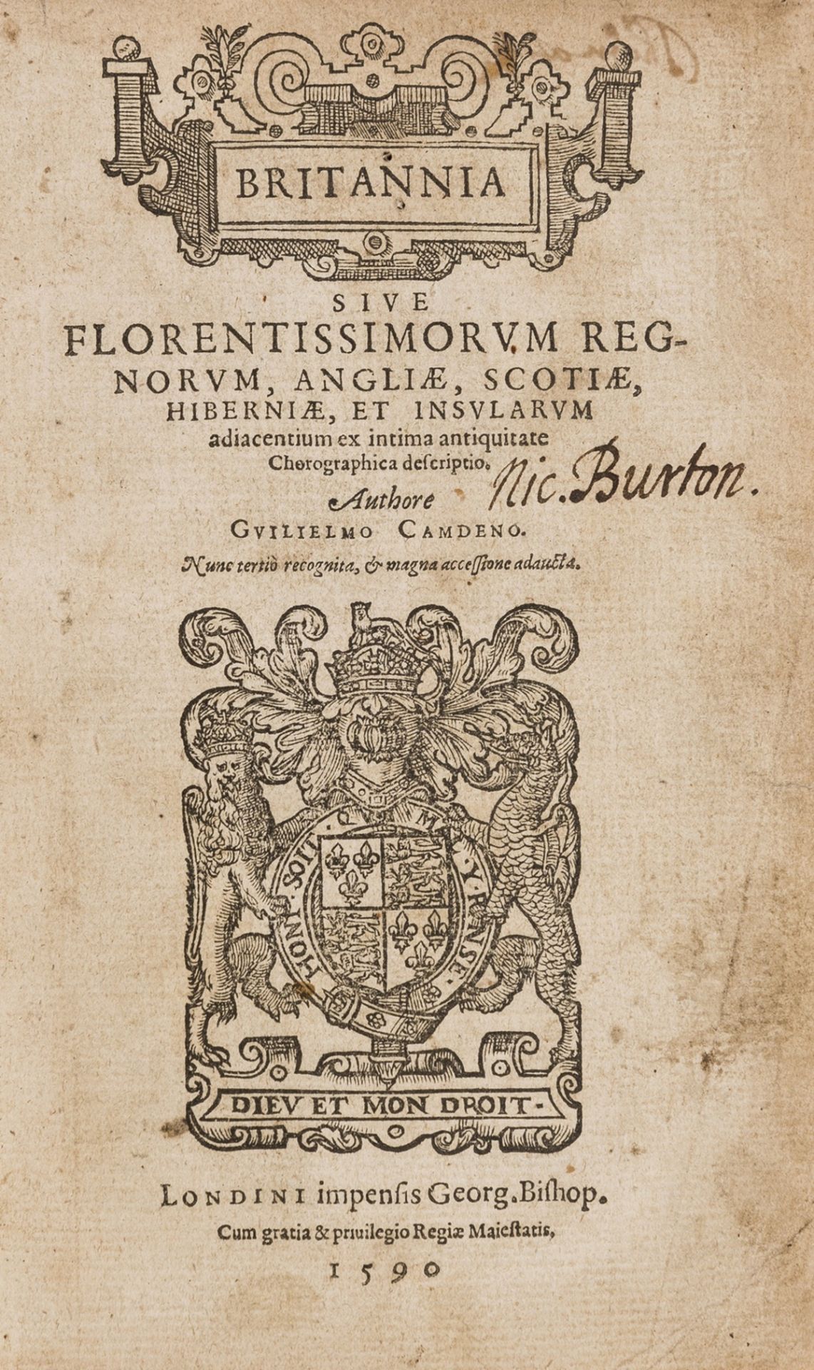 Britain.- Camden (William) Britannia siue Florentissimorum regnorum, Angliæ, Scotiæ, Hiberniæ, et …