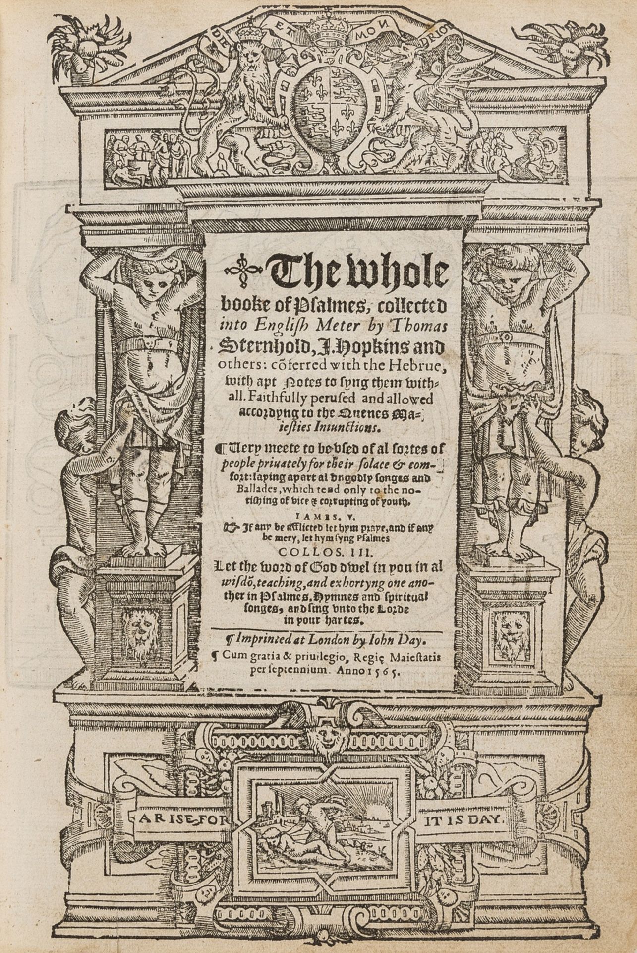 Bible, English.- The whole booke of Psalmes, collected into English meter by Thomas Sternhold, I. …