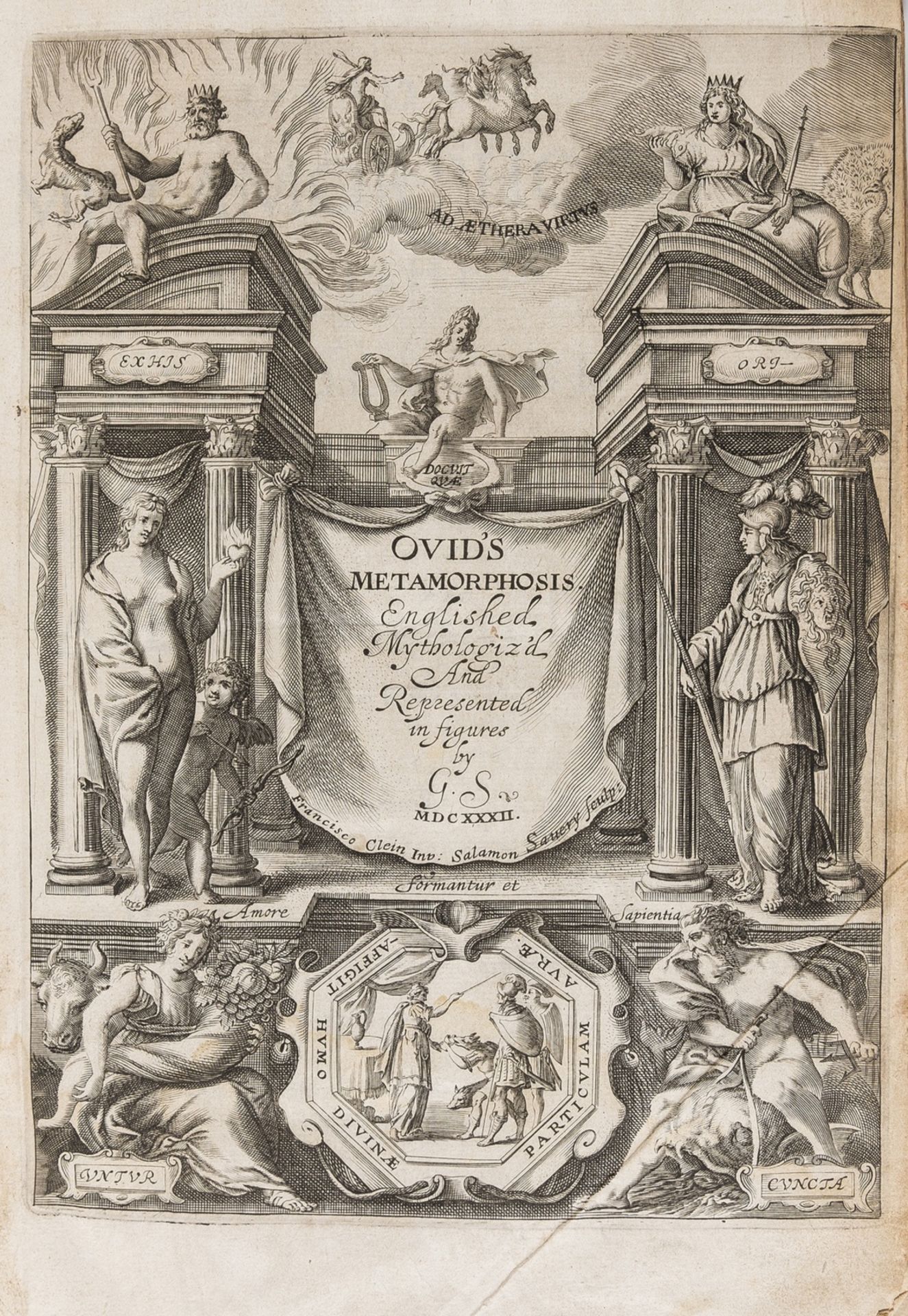 Ovid. Ovid's Metamorphosis Englished, mythologiz'd, and represented in figures, translated by …