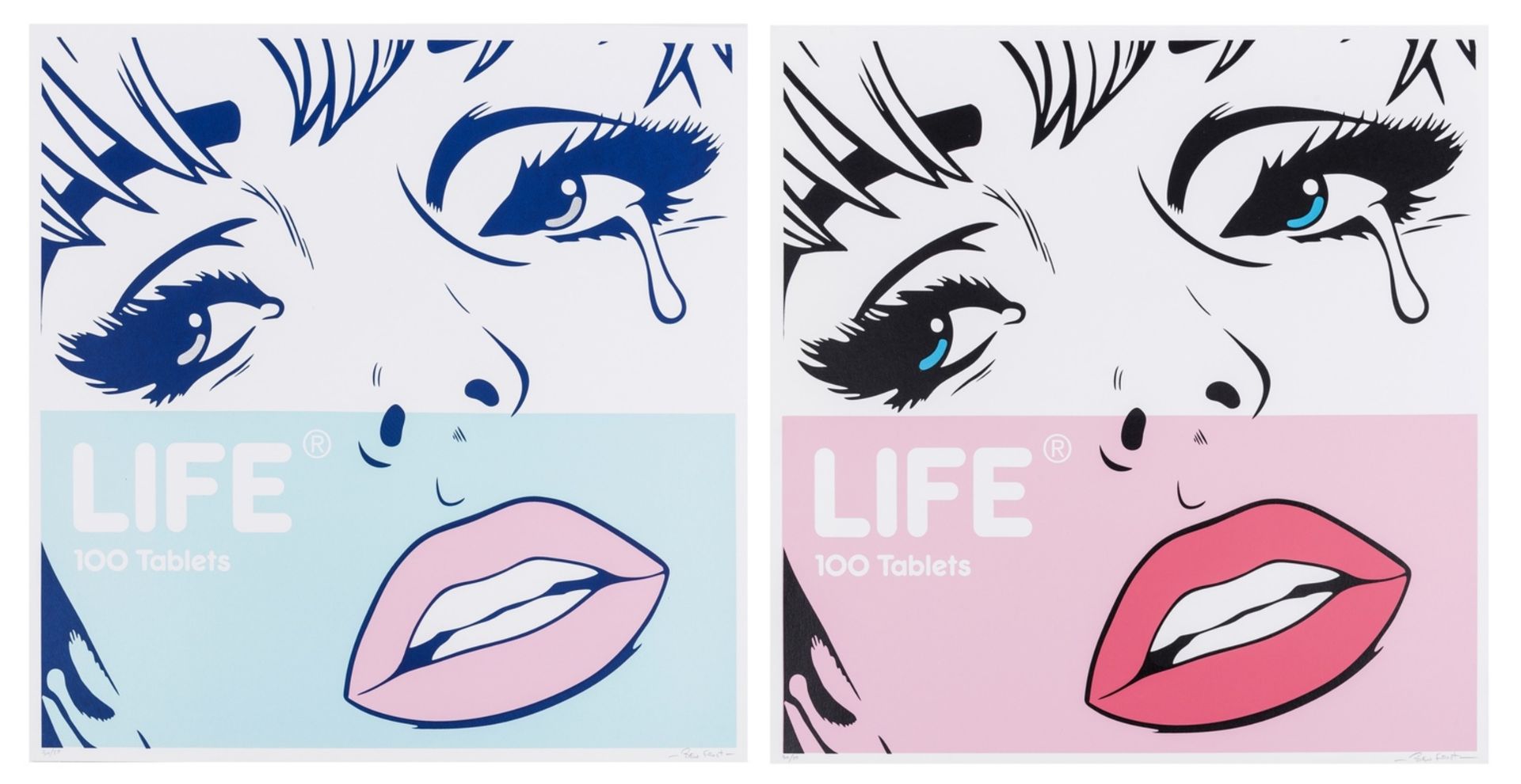 Ben Frost (b.1980) Life- 100 tablets Pink and Blue (set of two)