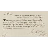 Slavery in South Africa.- Registering the birth of a slave in Cape Town, printed form with …