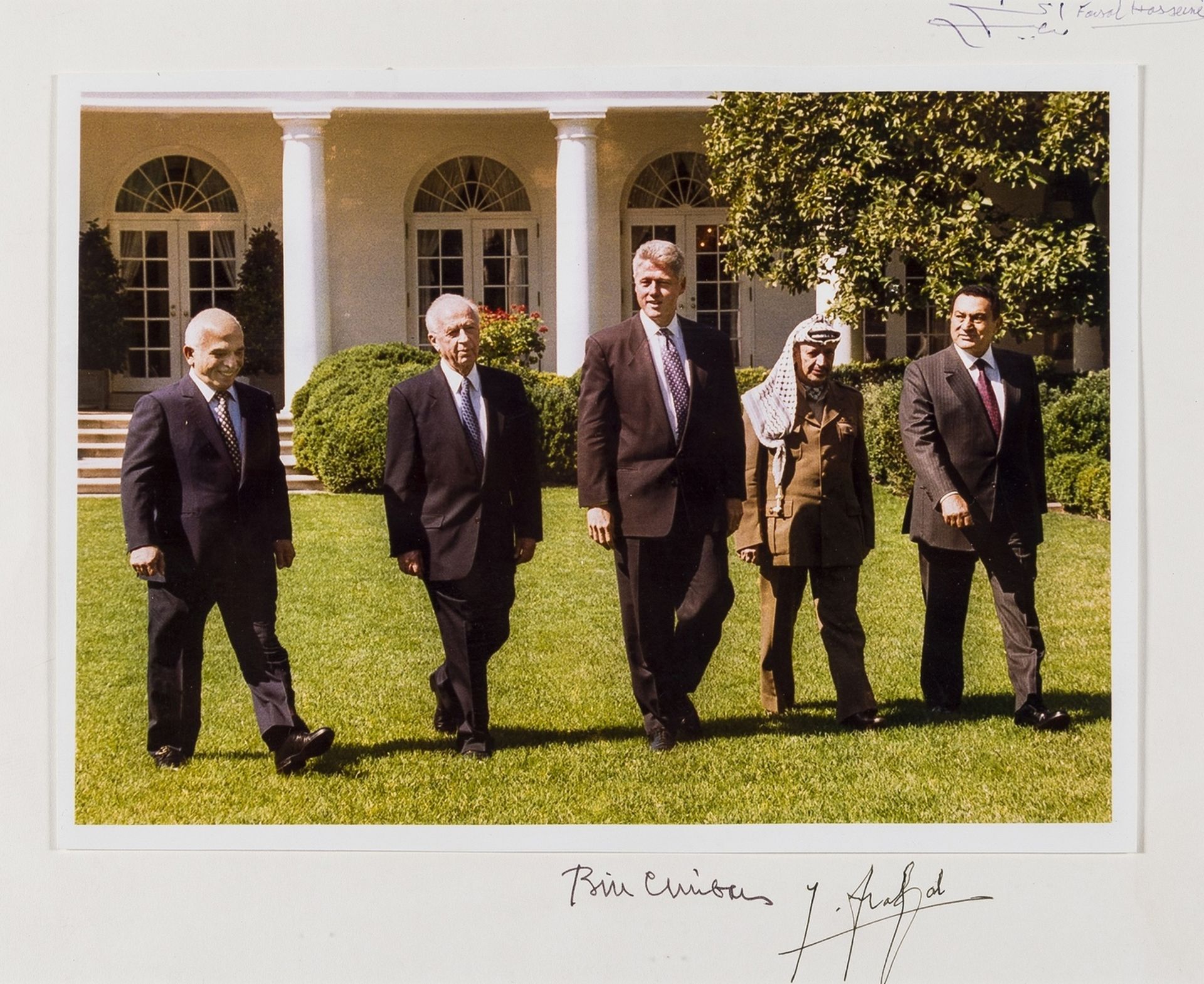 Clinton (Bill) Yasser Arafat, Colour photograph of Bill Clinton, Yasser Arafat, Yitzhak Rabin and …