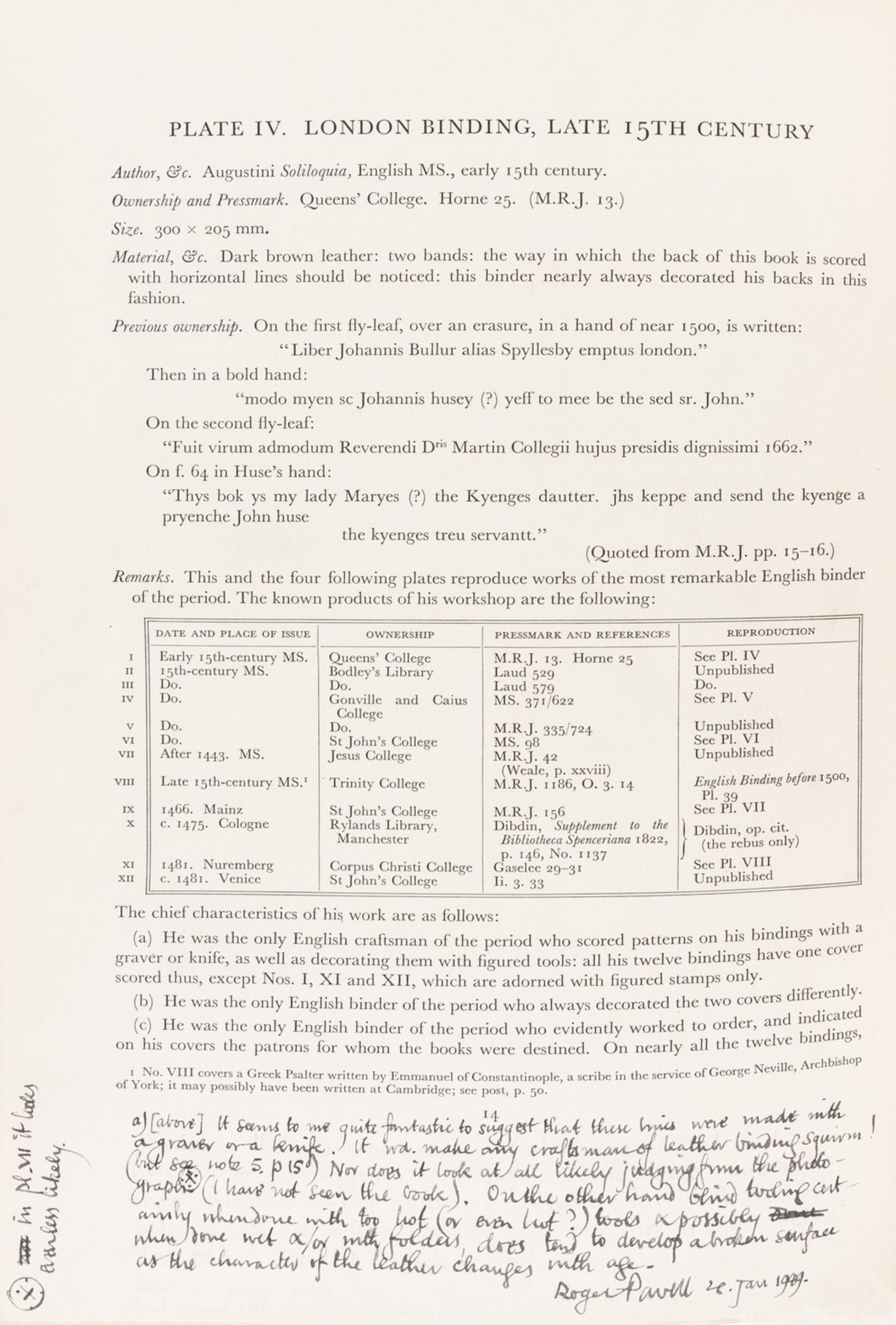 Bookbinding.- Hobson (G.D.) Bindings in Cambridge Libraries, one of 230 copies, Cambridge, 1929 & … - Image 2 of 2