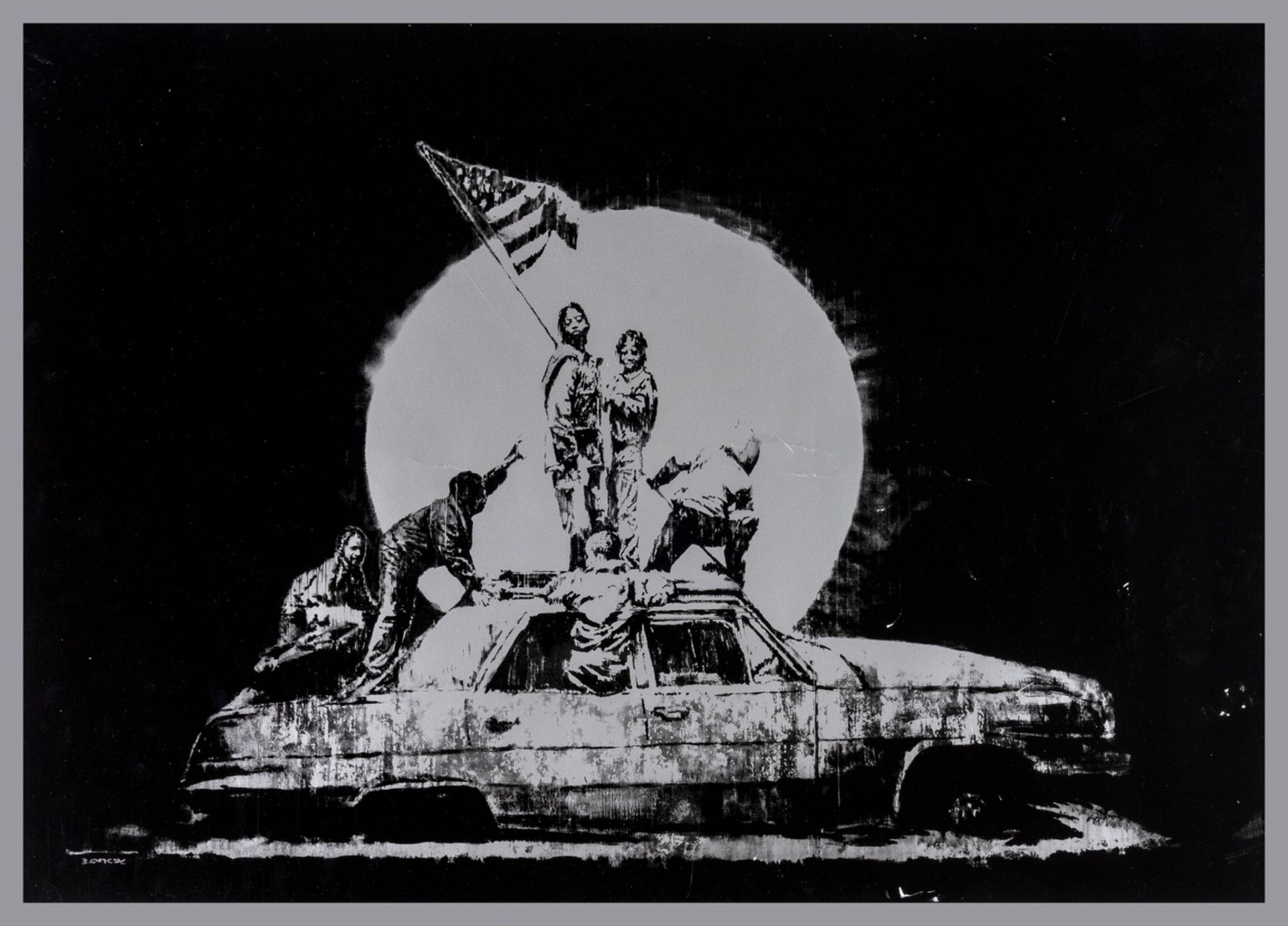 Banksy (b.1974) Silver Flag