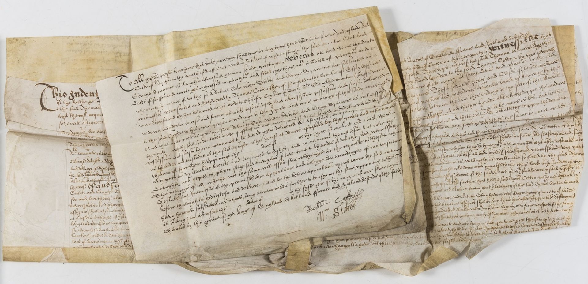 Indentures etc.- Suffolk.- Indenture, bargain and sale by Thomas Cotton to Christopher Cox of land …