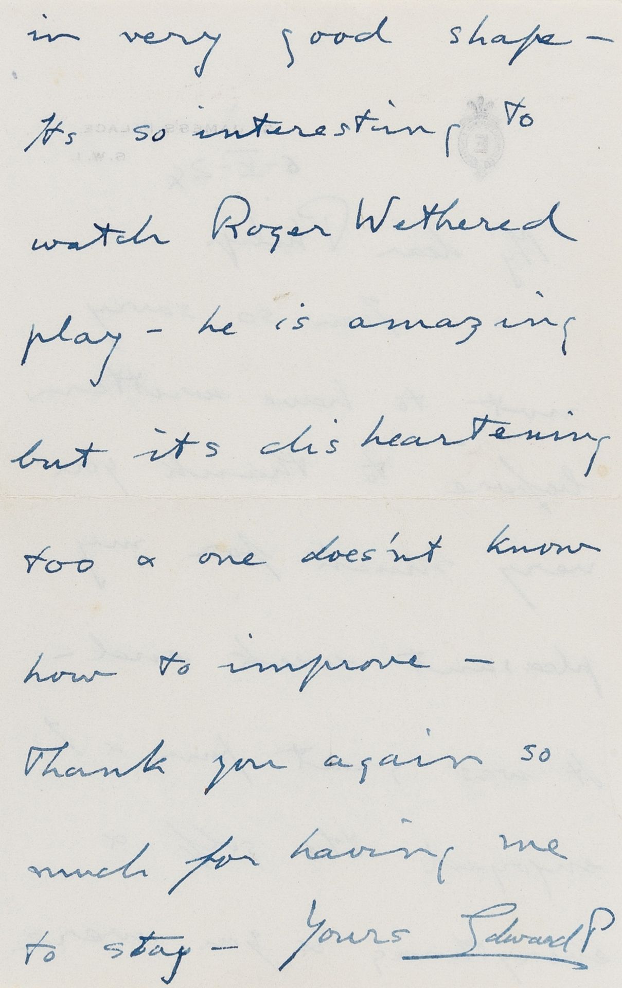 Golf.- Edward VIII (King, as Prince of Wales) Autograph Letter signed to Philip, 1924, thanking …