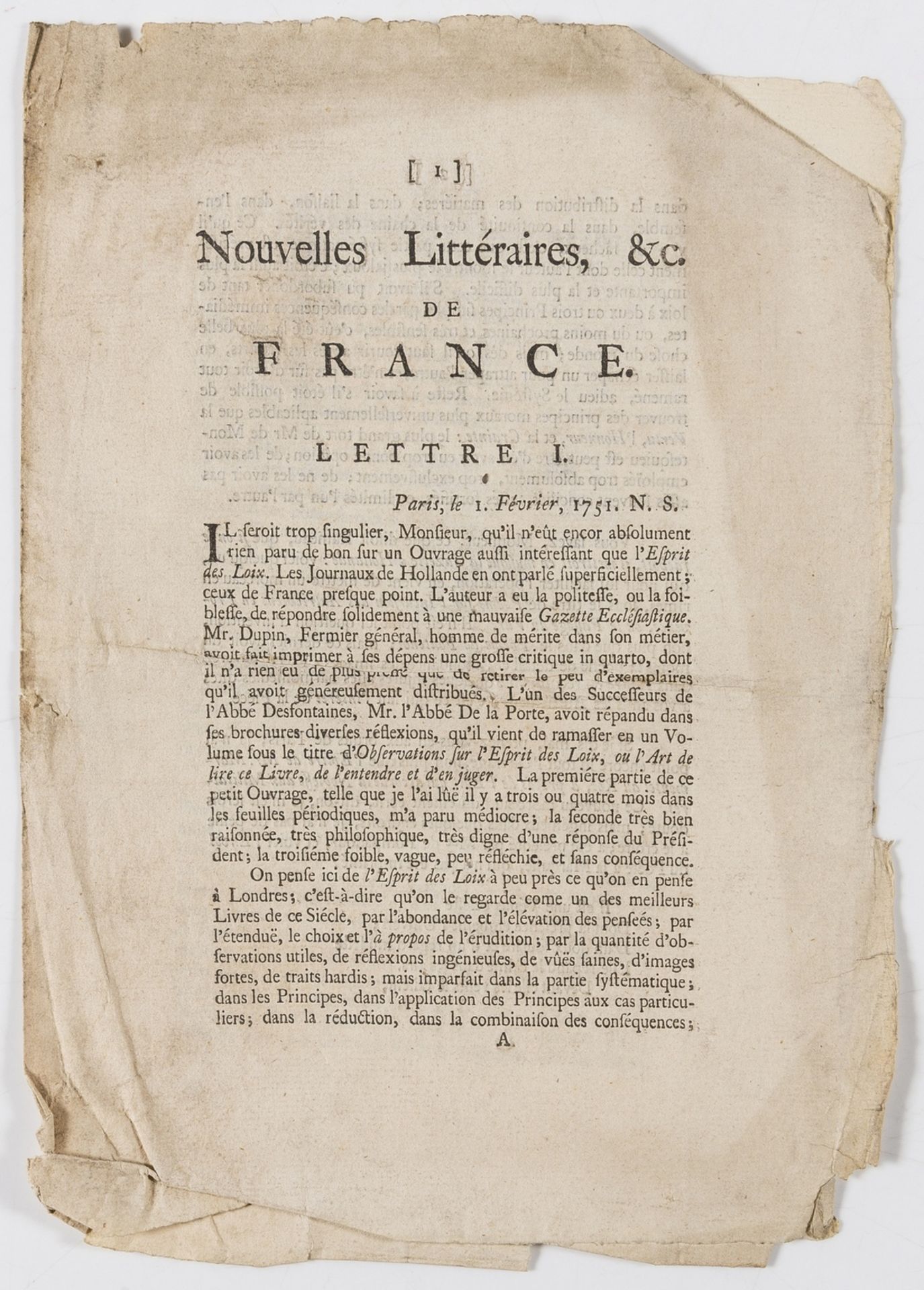 Clément (Pierre) Nouvelles littéraires, &c. de France, Paris [?but London], 1751; and others, …