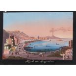 Italy.- Neapolitan School (19th century) Three views of Naples, Capri, and Santa Lucia, …