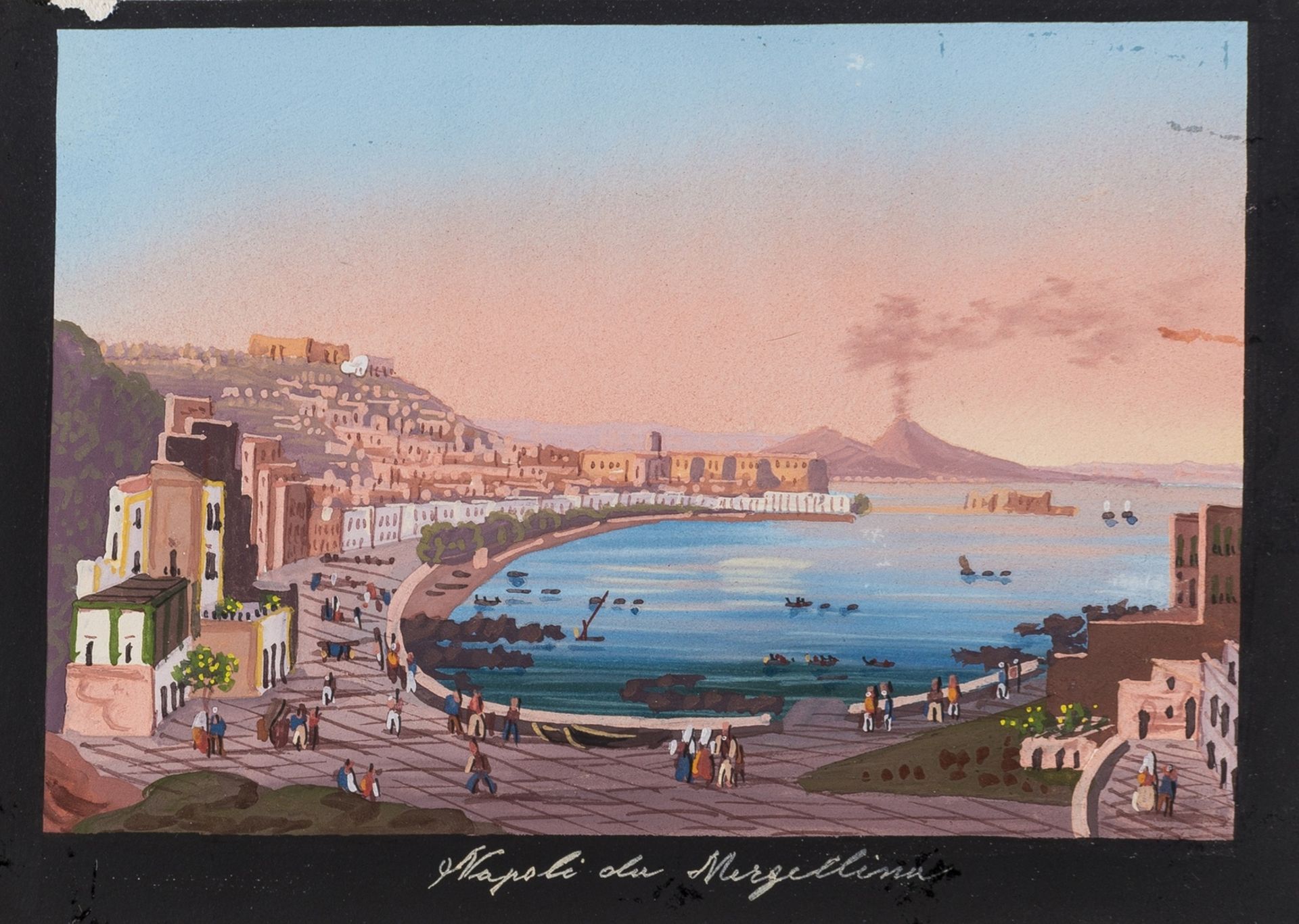 Italy.- Neapolitan School (19th century) Three views of Naples, Capri, and Santa Lucia, …