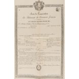 Ephemera.- Acte de Francisation des Bâtiments du Commerce français, Paris, [c.1840]; and 6 others, …