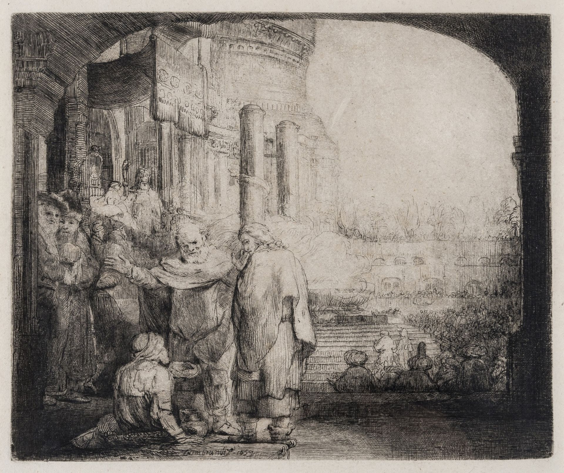 Rembrandt van Rijn (1606-1669) Peter and John Healing the Cripple at the Gate of the Temple