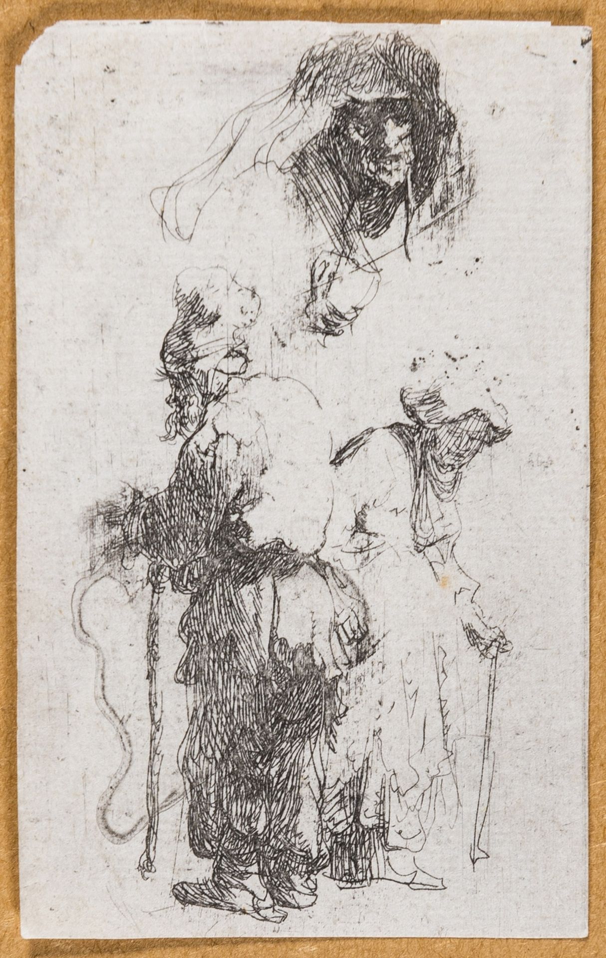 Rembrandt van Rijn (1606-1669) Sheet of Studies: Beggar Couple, Head of an Old Woman (fragment)