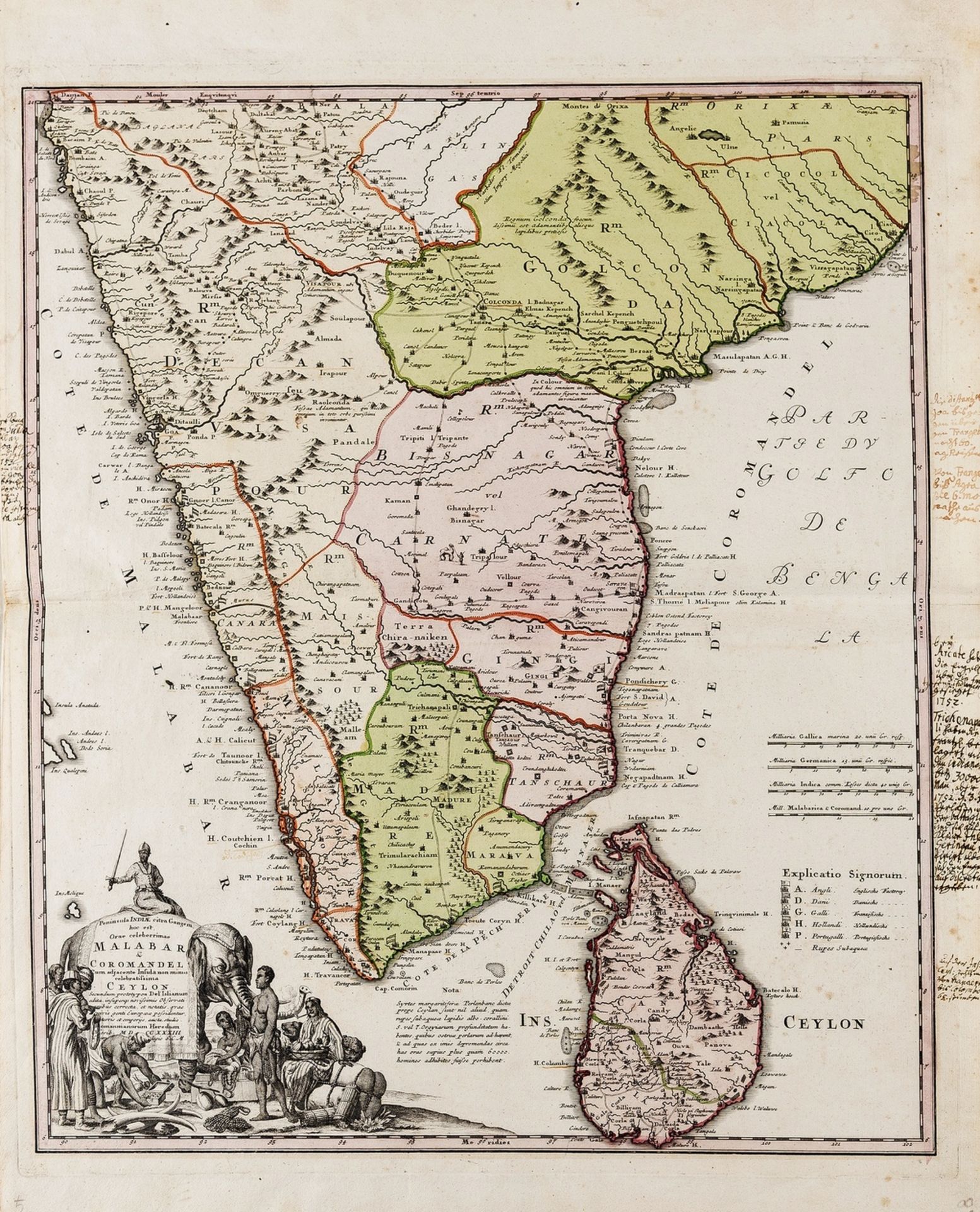 India & Sri Lanka.- Homann Heirs (publisher) Peninsula Indiae citra Gangem, hoc est Orae …