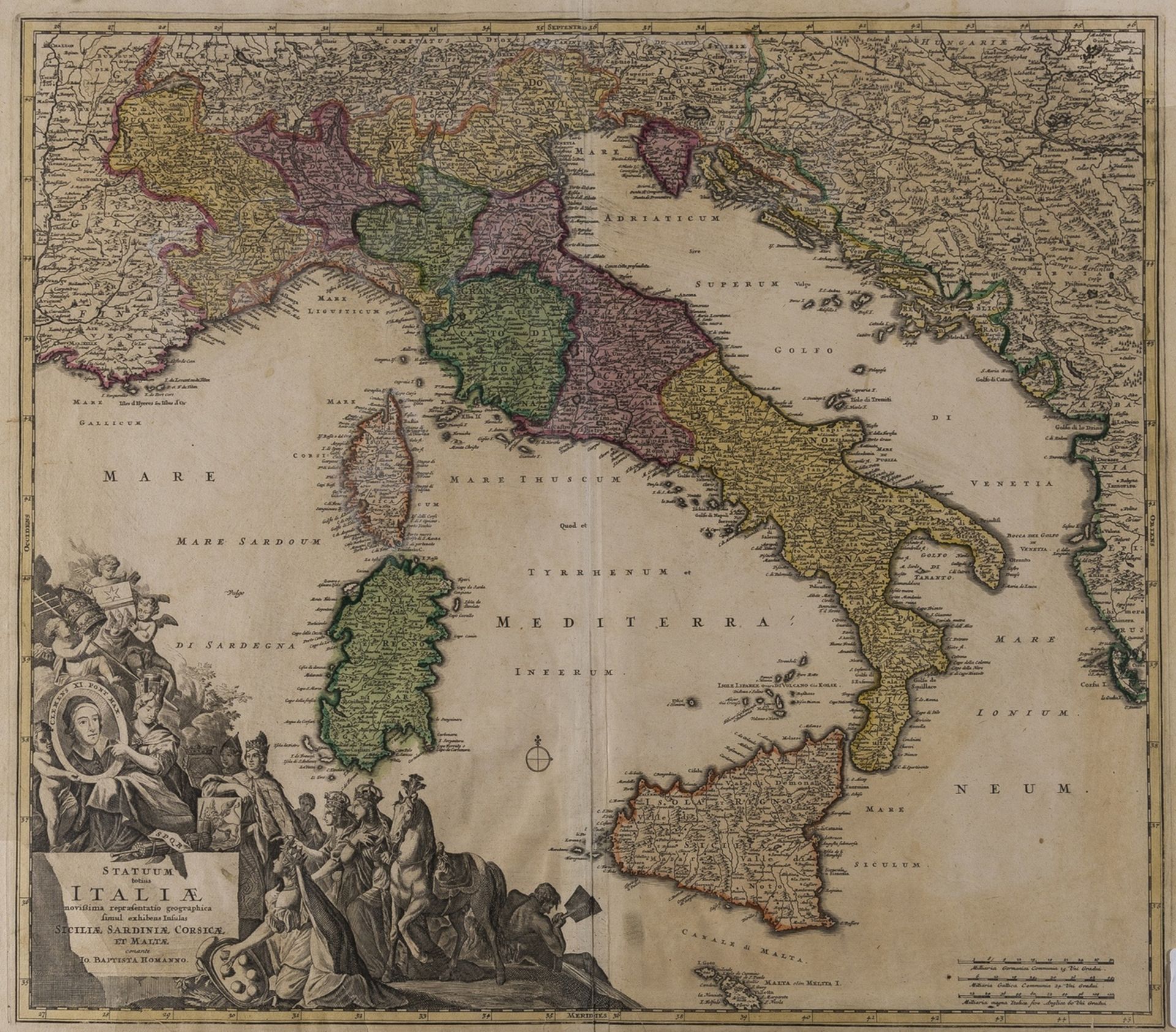 Italy & Mediterranean.- Homann (Johann Baptist) Statuum totius Italiae novissima repraesentatio …