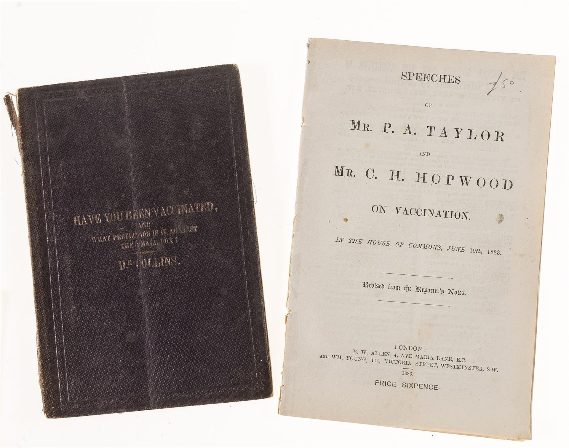 AntiVaccination Speeches of Mr P A Taylor and Mr C H Hopwood on Vaccination...