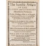 English Civil War.- Humble Answer (The) of the Lords and Commons Assembled in Parliament, to the …