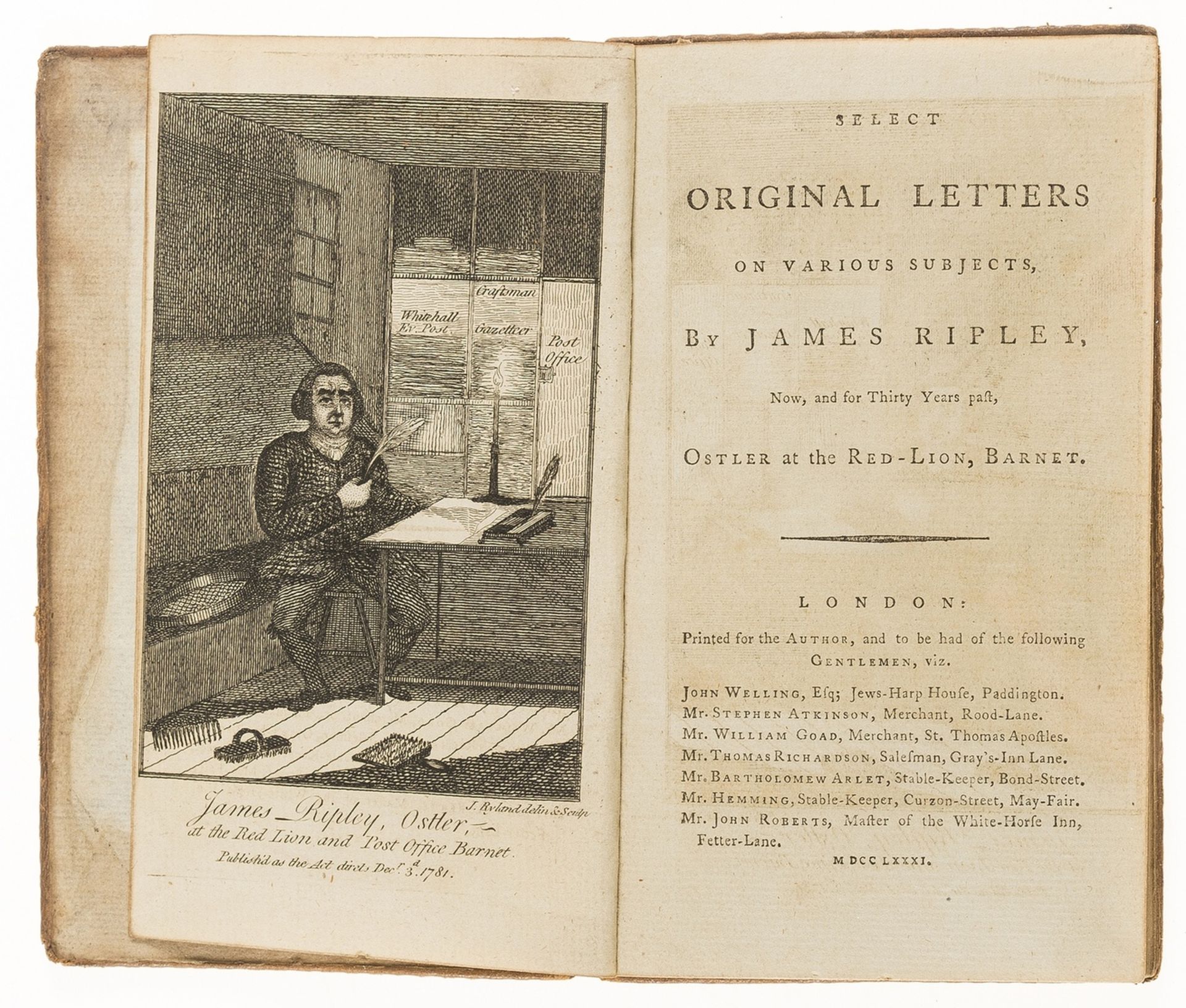 Ripley (James) Select original letters on various subjects, first edition, Printed for the Author, …