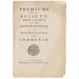 Society for the Encouragement of Arts, Manufactures, and Commerce. Premiums..., first edition, …