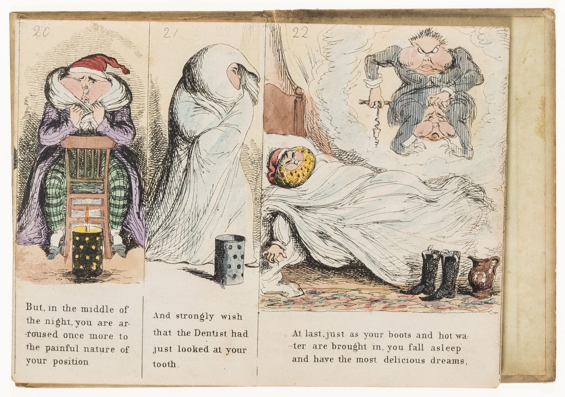 Cruikshank (George).- Mayhew (Horace) The Tooth-ache, hand-coloured etched illustrations, folding …