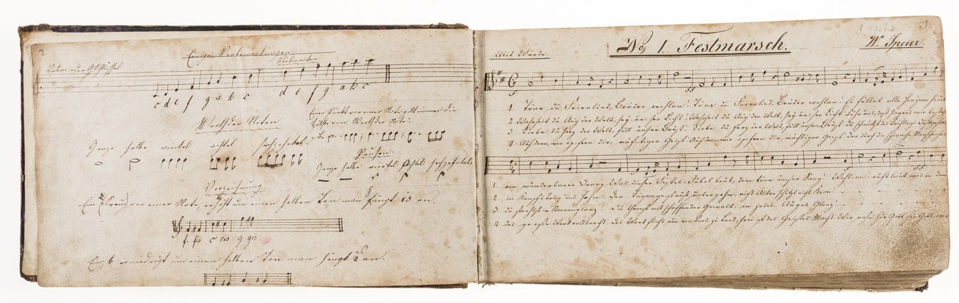 German Music Manuscript, music and lyrics comprising 152 numbered pieces, late 18th - early 19th …